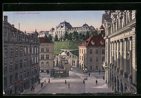 Cartoline postali: AK Bern, Universität mit Strassenbahn – Usato da Berlin venduto da bartko-reher