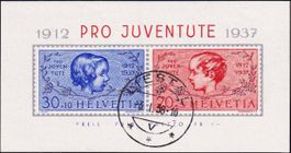 1937, Pro Juventute, Jubiläumsblock  83l/84l von LIESTAL.