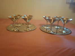 8 versilberte SPRING Metallbecher poliert Zustand gut