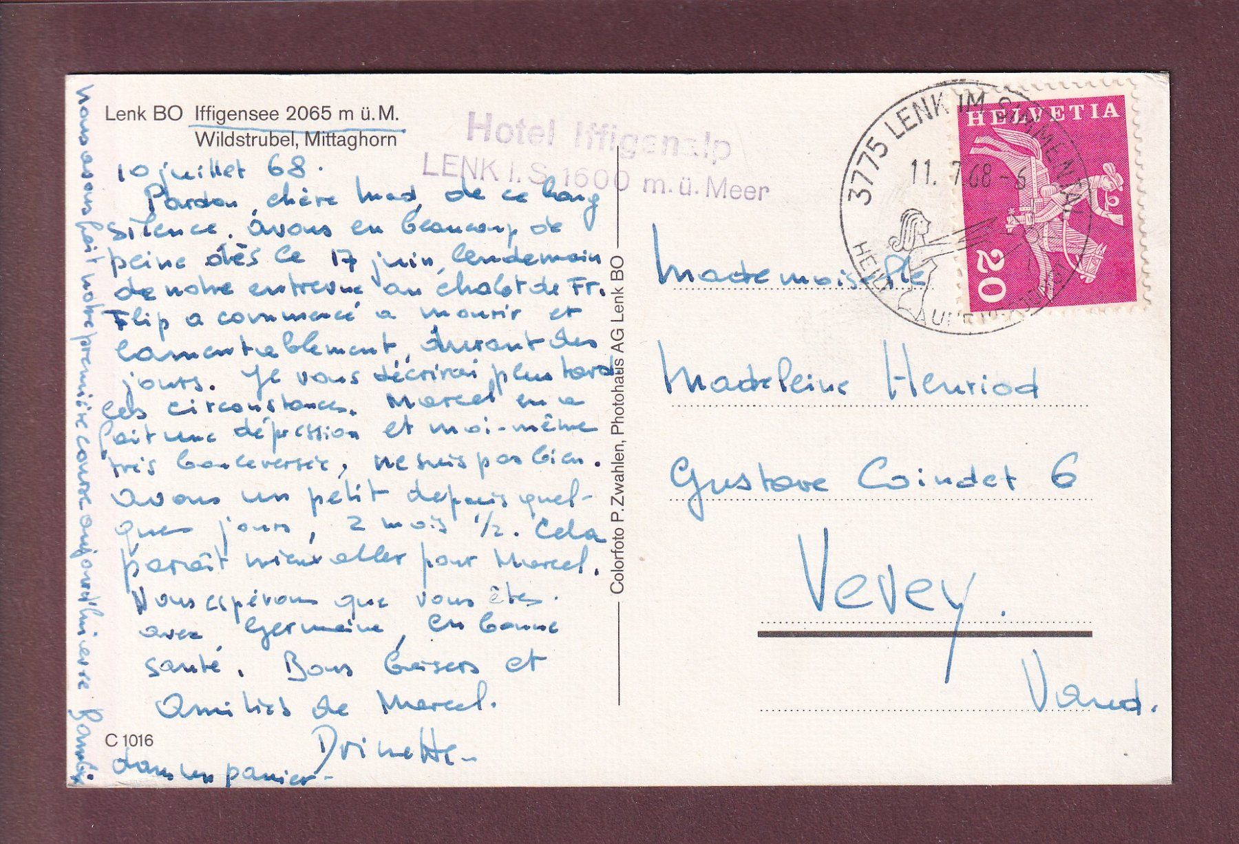 Cartes postales: Lenk - IFFIGENSEE - Wildstrubel - 1968 – D'occasion à Pully par nicecards 1