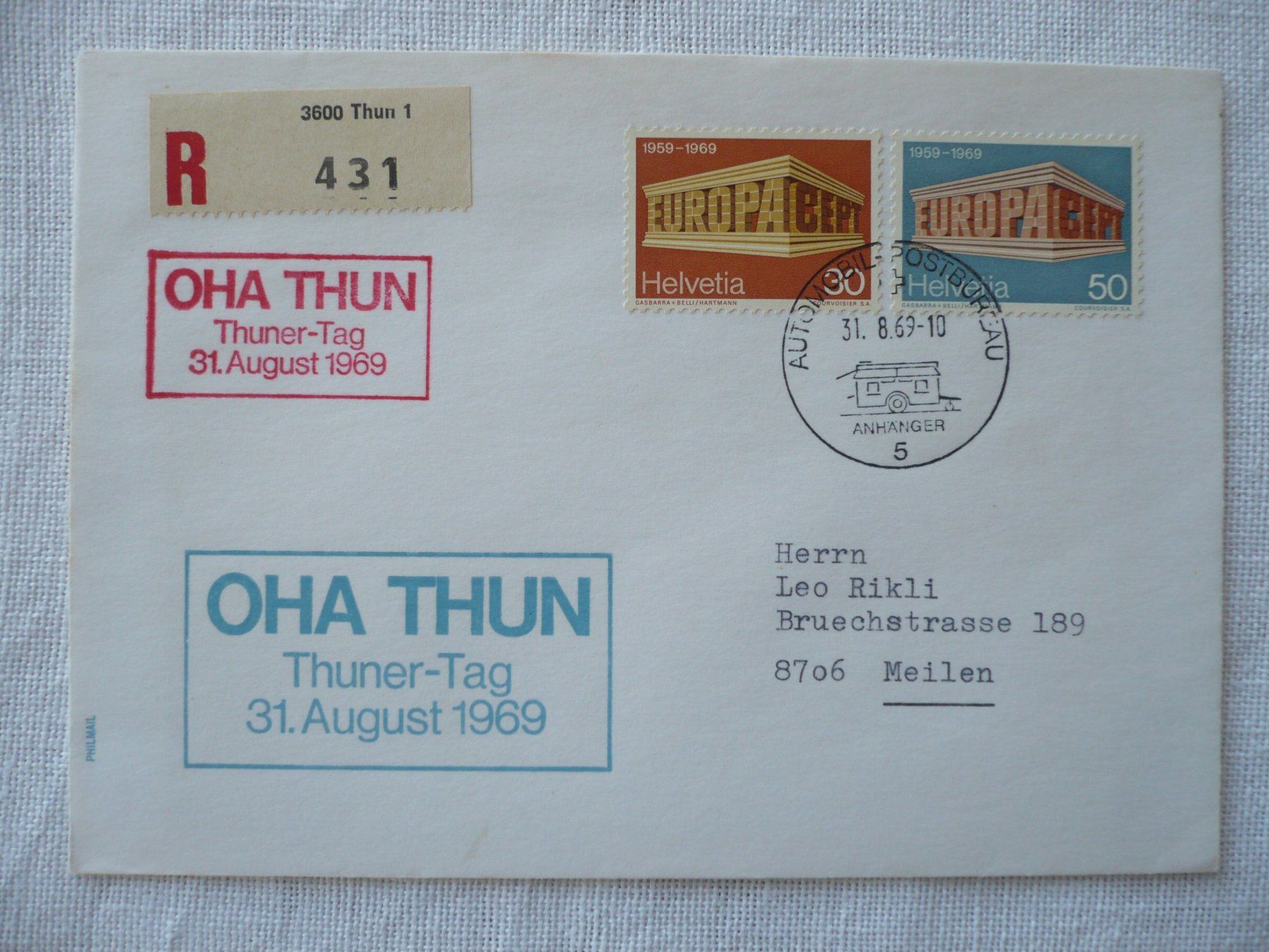 Tutti i francobolli: 1969 OHA Thun, Thuner-Tag – Usato da Zürich venduto da saltandpepper008