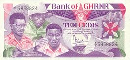 Ghana 10 Cedi 1984 P-23a UNC