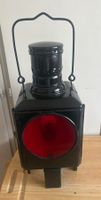 Eisenbahn Lampe rot Glas Brenner Messing Zier Standlampe