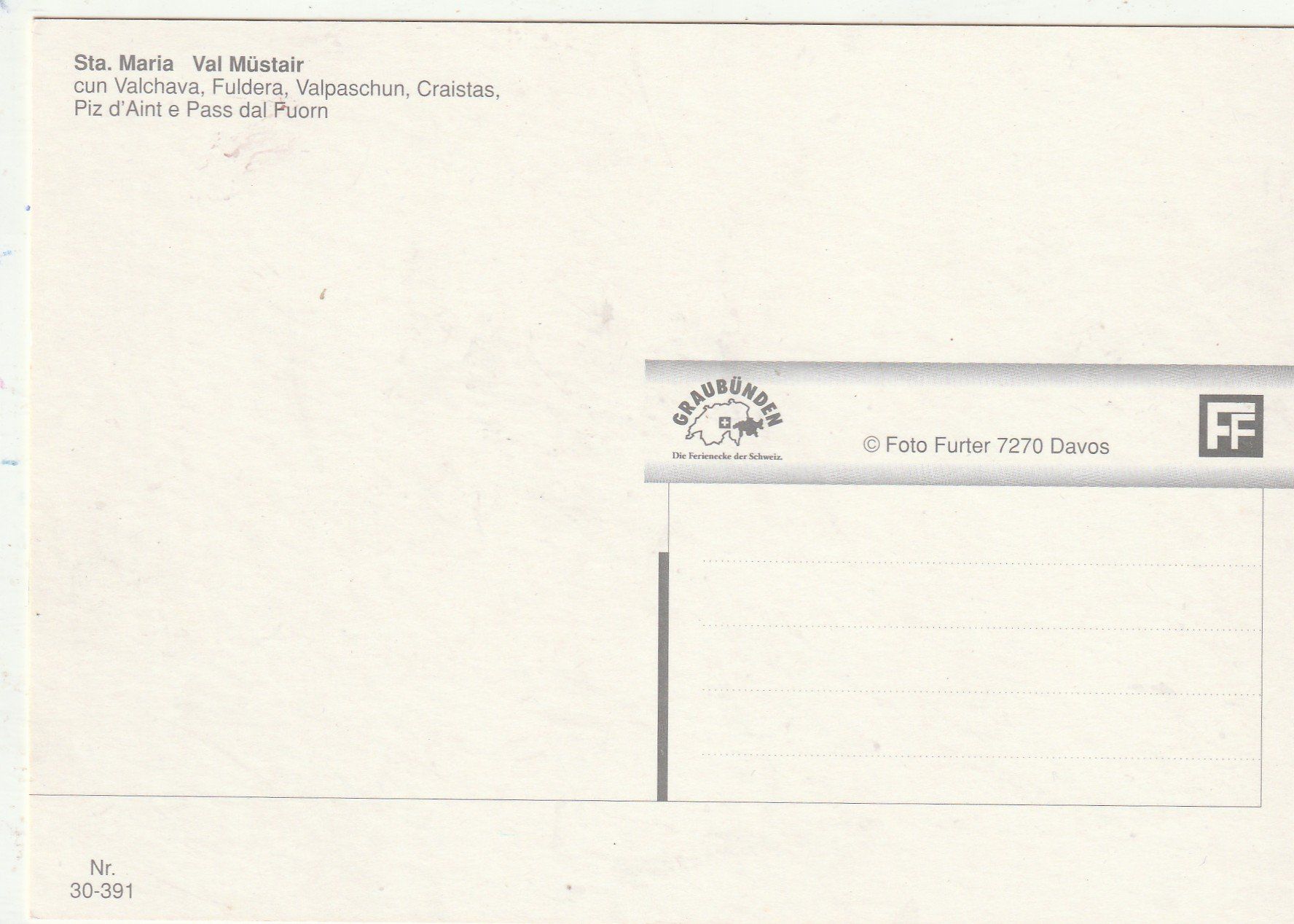 Cartoline postali: Sta. Maria Val Müstair Engadin – Usato da Lumbrein venduto da made02 1