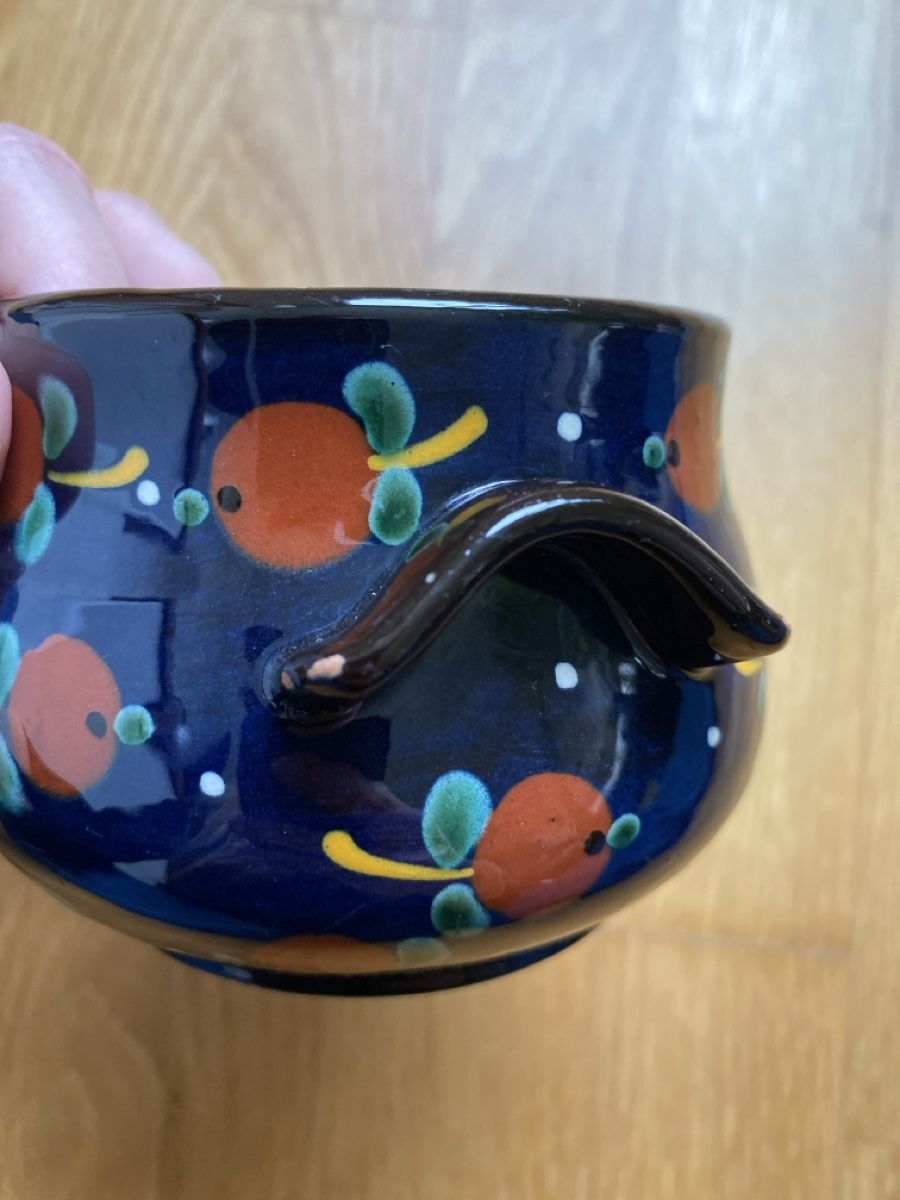 Pentole: Keramiktöpfli blau mit Äpfel Dekor – Usato da Burgdorf venduto da allesolivia 4