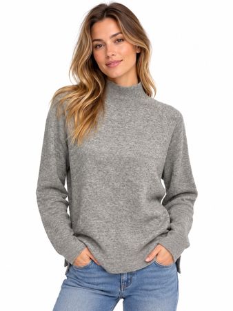 Esprit lockerer Pullover mit Wolle Stehkragen grau Gr. S/M