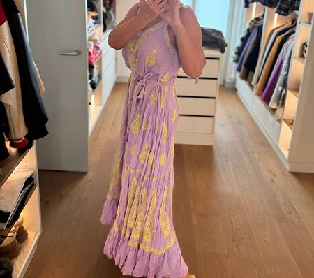 Maxikleid lila gelb