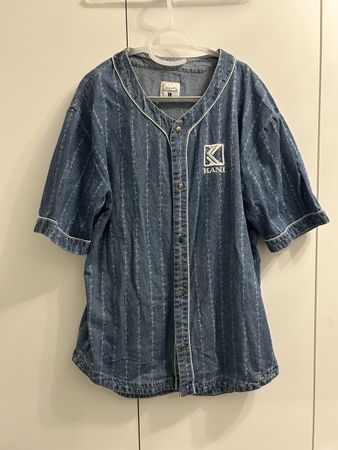 Karl Kani Jeans Hemd blau gestreift Grösse L sehr gut