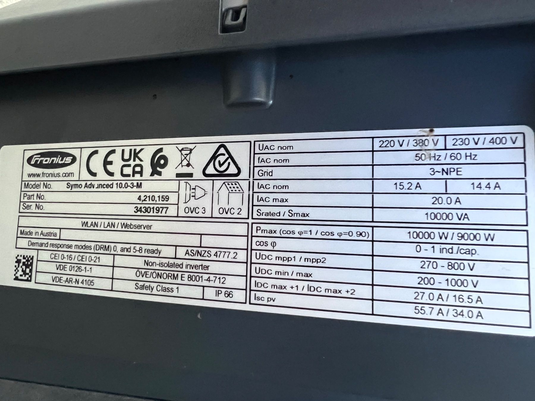 Fronius Wechselrichter: Onduleur Fronius Symo Advanced 10.0 – Gebraucht aus Ponthaux von joa_h9gy 1