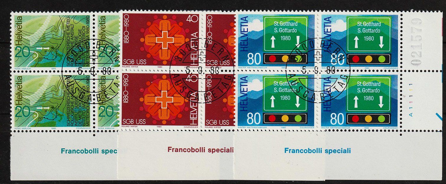 Tutti i francobolli: 1980 4er-Block-Serie Sondermarken ETS – Usato da Arlesheim venduto da gaugi43