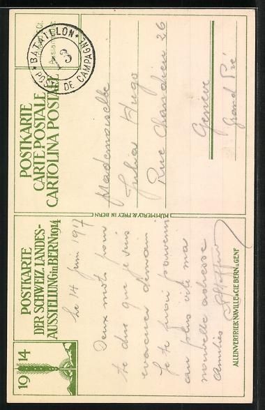 Photos, Lettres & Cartes p.: sign. De Warnay: Chasseur, schweizer Sol – D'occasion à Berlin par bartko-reher 1