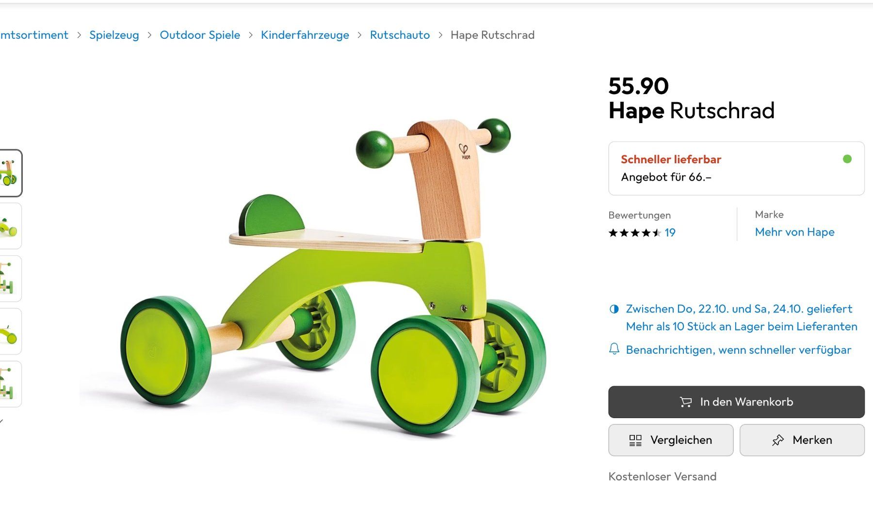 Hape Véhicules pour enfants: Hape Rutschrad – Neuf (Voir description) à Basel par kru_v8nz 1