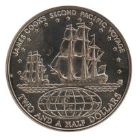 Cook Islands 2 1/2 Dollars 1973 Silber