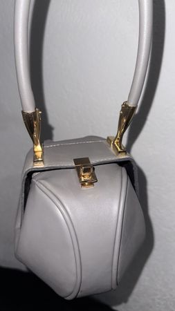 Grey Geometric Handbag with Golden Details - Chic!