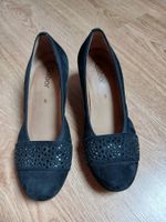 TOP! Schwarze Wildleder/Glitzer Gabor Pumps, Gr. 38!