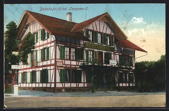 Ansichtskarten: AK Langnau-E., Bahnhofs-Hotel, 1912 – Gebraucht aus Berlin von bartko-reher