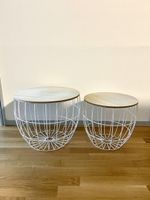 2-er Set Sofatische, Holzoptik / Weiss, gebraucht