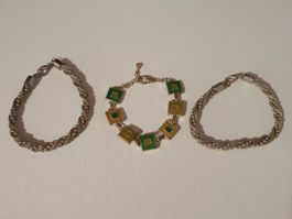Modeschmuck, 3 Armketteli, ca 9 cm, offen 20cm