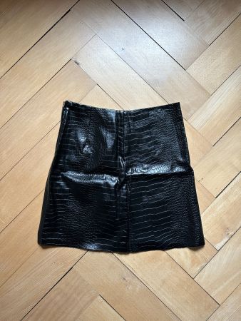 WHO WHAT WEAR - Kroko Kunstleder Rock schwarz 36