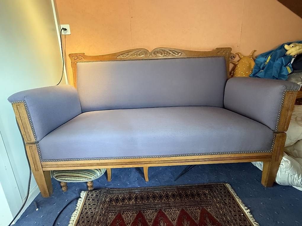 Divani: Jugendstil Sofa Eiche geschnitzt, neu bezogen, Kanapee antik – Usato da Bühler venduto da edwinm 4