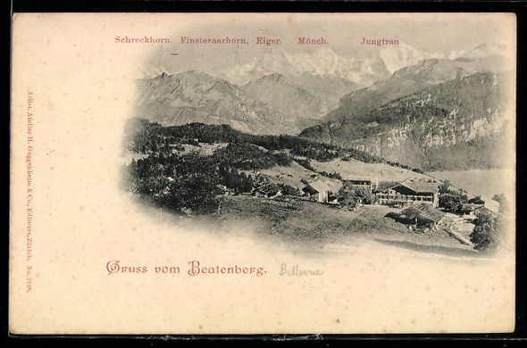 Cartoline postali: Beatenberg, Ortsansicht mit Schreckhorn, – Usato da Berlin venduto da bartko-reher