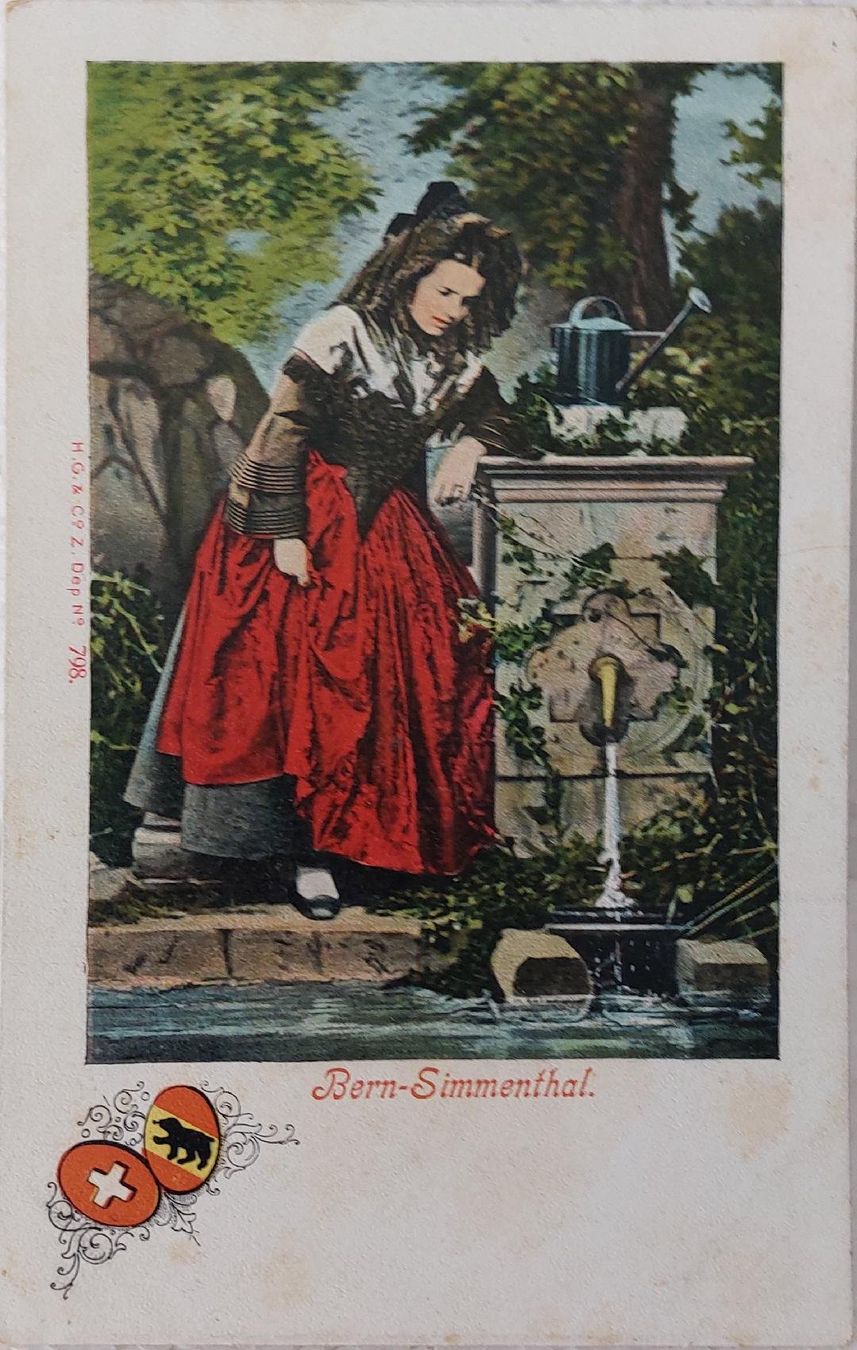 Cartoline postali: Berner-Simmenthal Tracht - Costume Bernois-Simmenthal – Usato da Delémont venduto da Domdom1