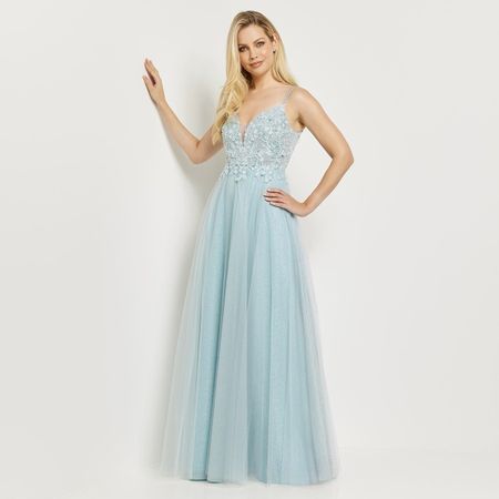 Elegantes hellblaues Abschlussball- / Abendkleid, Größe 36