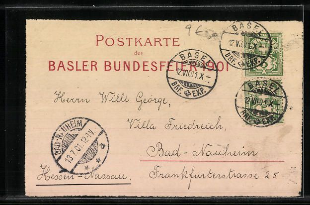 Cartoline postali: Basel, Festspiel 1901, Die Sieger von Do – Usato da Berlin venduto da bartko-reher 1