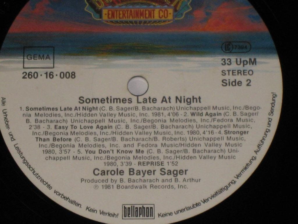 Dischi in vinile: LP - CAROLE BAYER SAGER - SOMETIMES LATE AT NIGHT – Usato da Steckborn venduto da Quo7 2