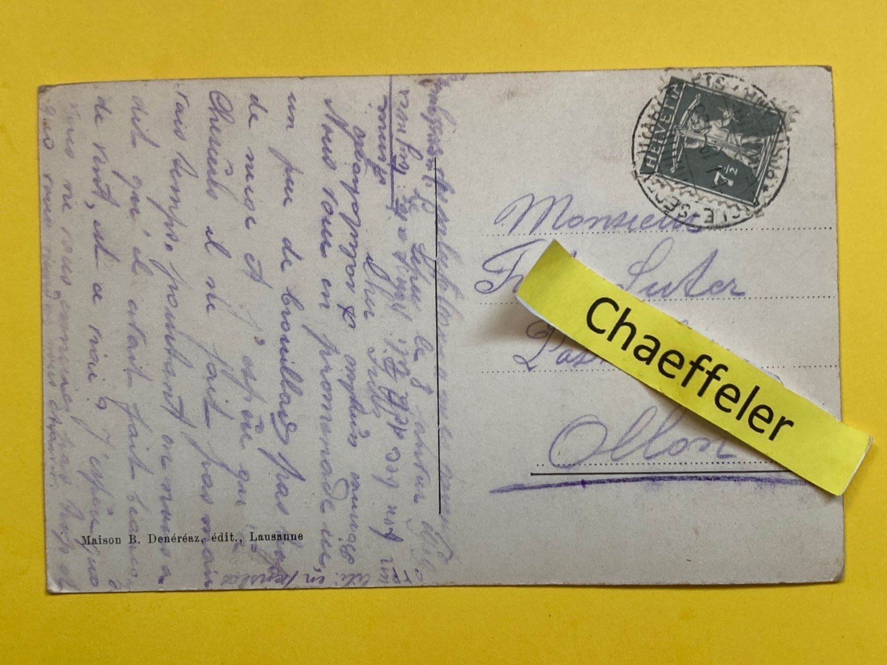 Ansichtskarten: 1919 Le Sépey.  Vue générale – Gebraucht aus Zürich von Chaeffeler 1