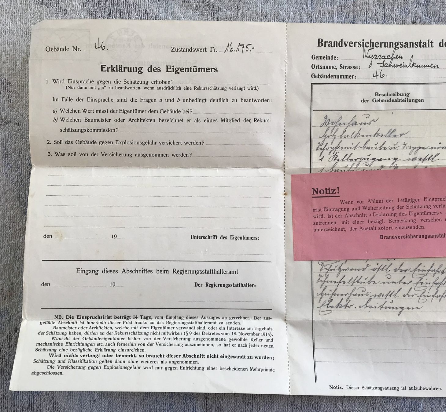 Documenti: BRANDVERSICHERUNG 1934 – Usato da Ostermundigen venduto da wini63 2