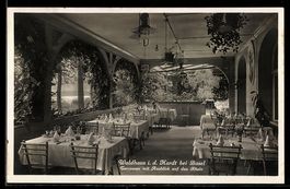 AK Basel, Gasthaus Waldhaus in der Hardt, Terrassen mit Ausb