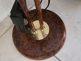 Lampadaire vintage en laiton et marbre, deux lampes 182cm