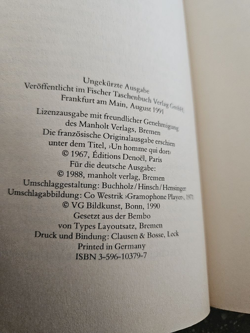 Libri: Georges Perec Ein Mann der schläft Roman Fischer – Nuovo (secondo la descrizione) da Anwil venduto da tamoos 3