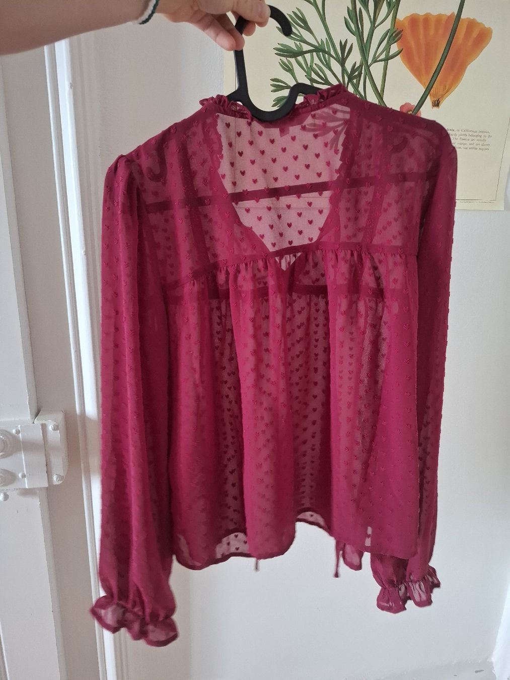 C&A Camicette: Sheer Heart Blouse Raspberry pink  – Usato da Lausanne venduto da bon_cv2n 1