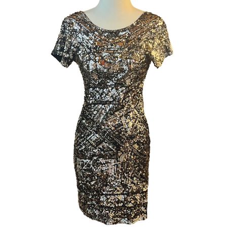 Y2K AllaCouture – Schwarzes Minikleid mit silbernen Paillett