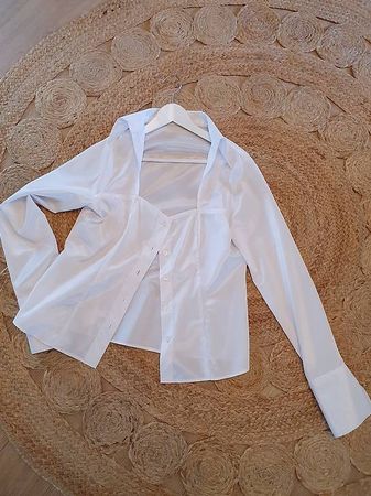 Massgeschneiderte Thai Silk Bluse weiss Grösse 38
