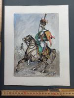 Militär, Aquarell, Husar