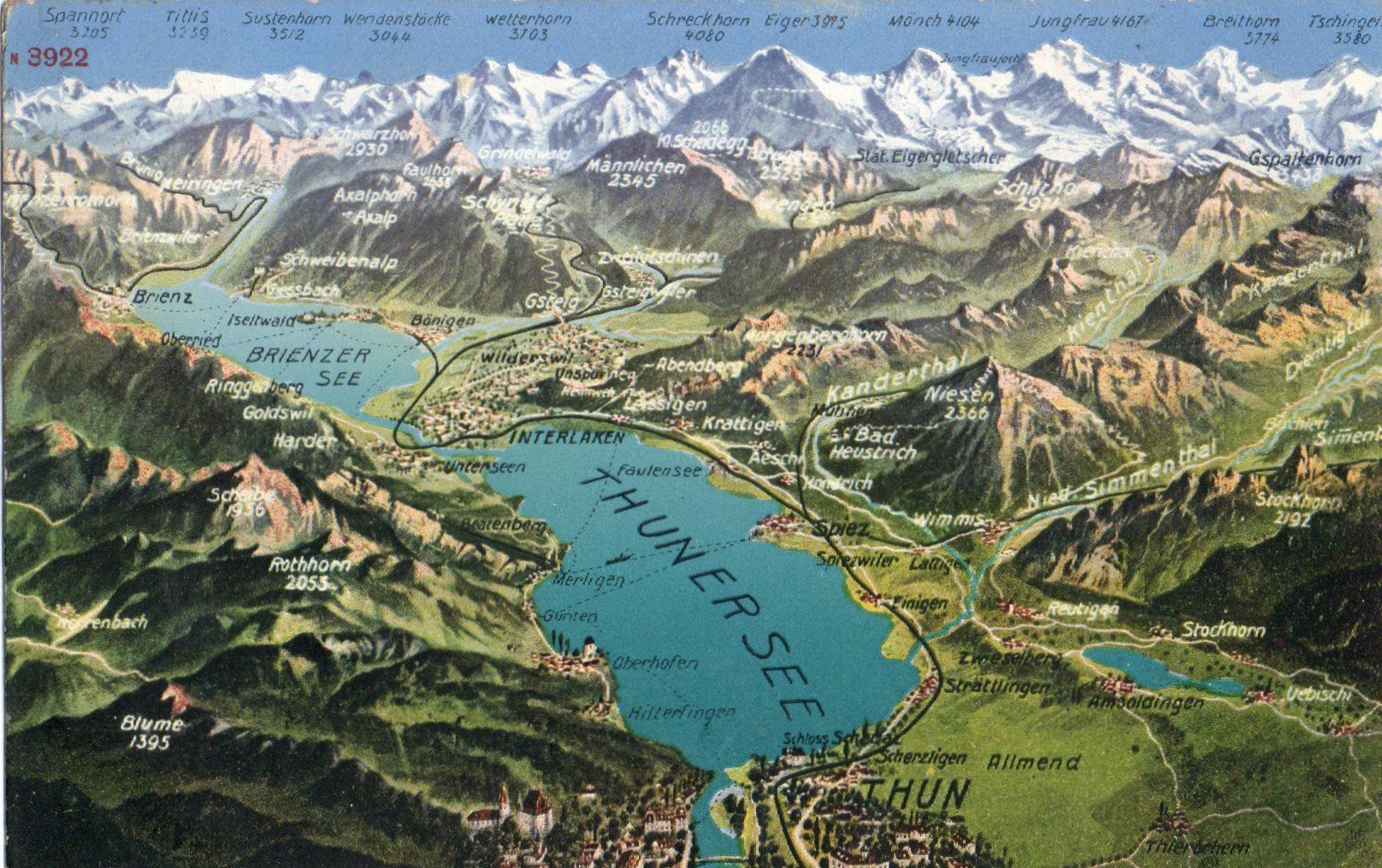 Ansichtskarten: Thunersee - Panorama – Gebraucht aus Melano von pisonsdro