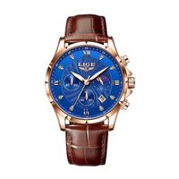 ⌚ Elegante Herrenuhr Chronograph Blau Gold Braun Quarz NEU