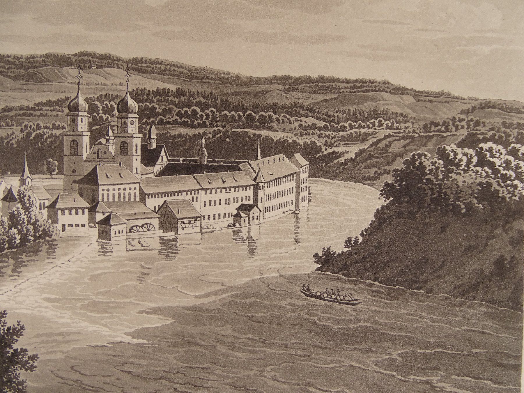 Incisioni: RHEINAU, AQUATINTA 1845 – Usato da Grüningen venduto da Kartensammler 3