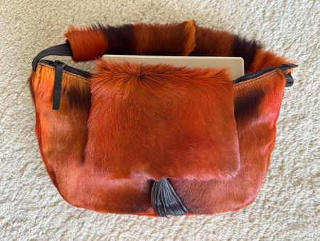 SUKUMA AFRIKA Fell-Leder Handtasche Orange Braun