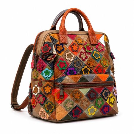 Das florale Mosaik - Rucksack - Leder Italien / NEU