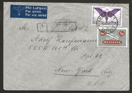 Flugpost Schweiz 1940 Lugano Stuttgart Lissabon NY Luftpost