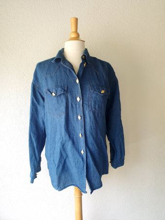 JEANSHEMD HEMD BLUSE THERESA KÖNIG 36 BLUE SHIRT LEINEN TOP