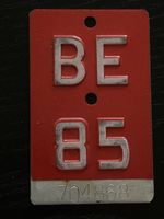 Velo-Nummernschild BE 85, Jahrgang