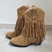 Stiefeletten mit Fransen Wildleder braun Gr. 39 