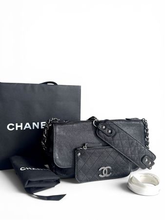 CHANEL Quilted Caviar Leather Pocket in the City Flap Tasche