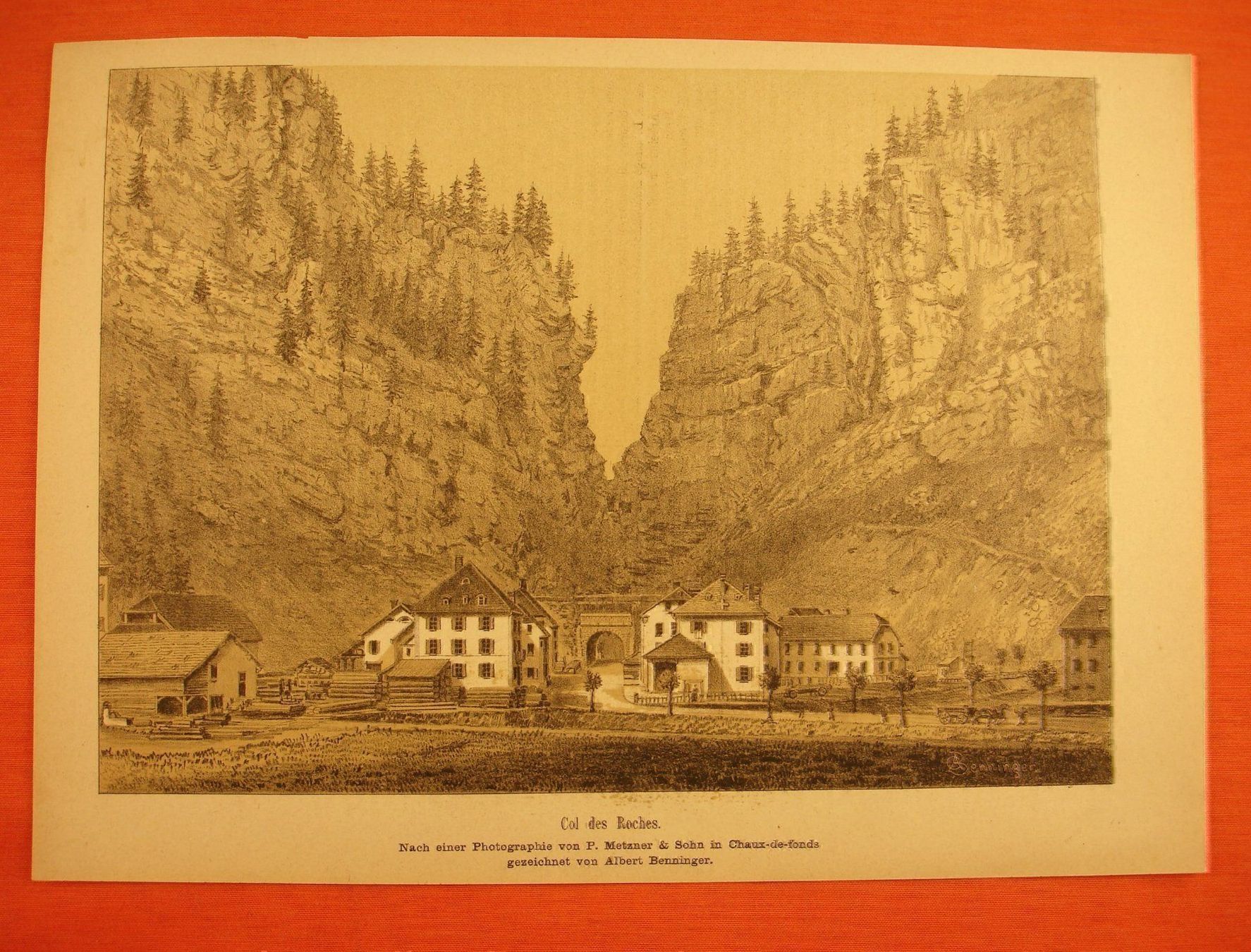Grafica & Litografie: COL DES ROCHES, LITHOGRAPHIE 1881 – Usato da Grüningen venduto da Kartensammler 1