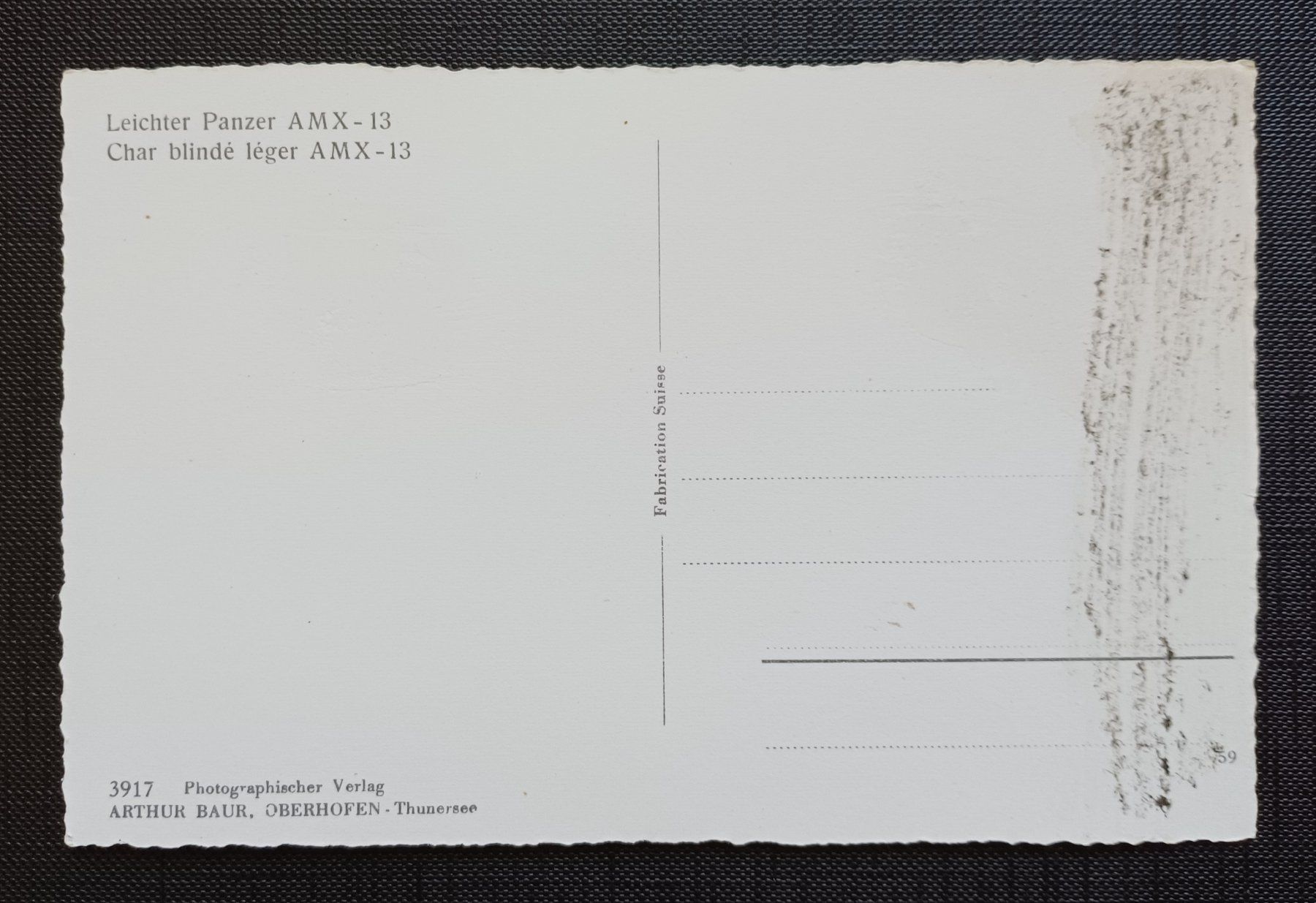 Cartoline postali: AK Militär PANZER AMX-13 Schweiz – Usato da Brittnau venduto da simionius 1